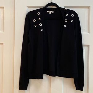 New black cardigan with silver grommets-smoke free home